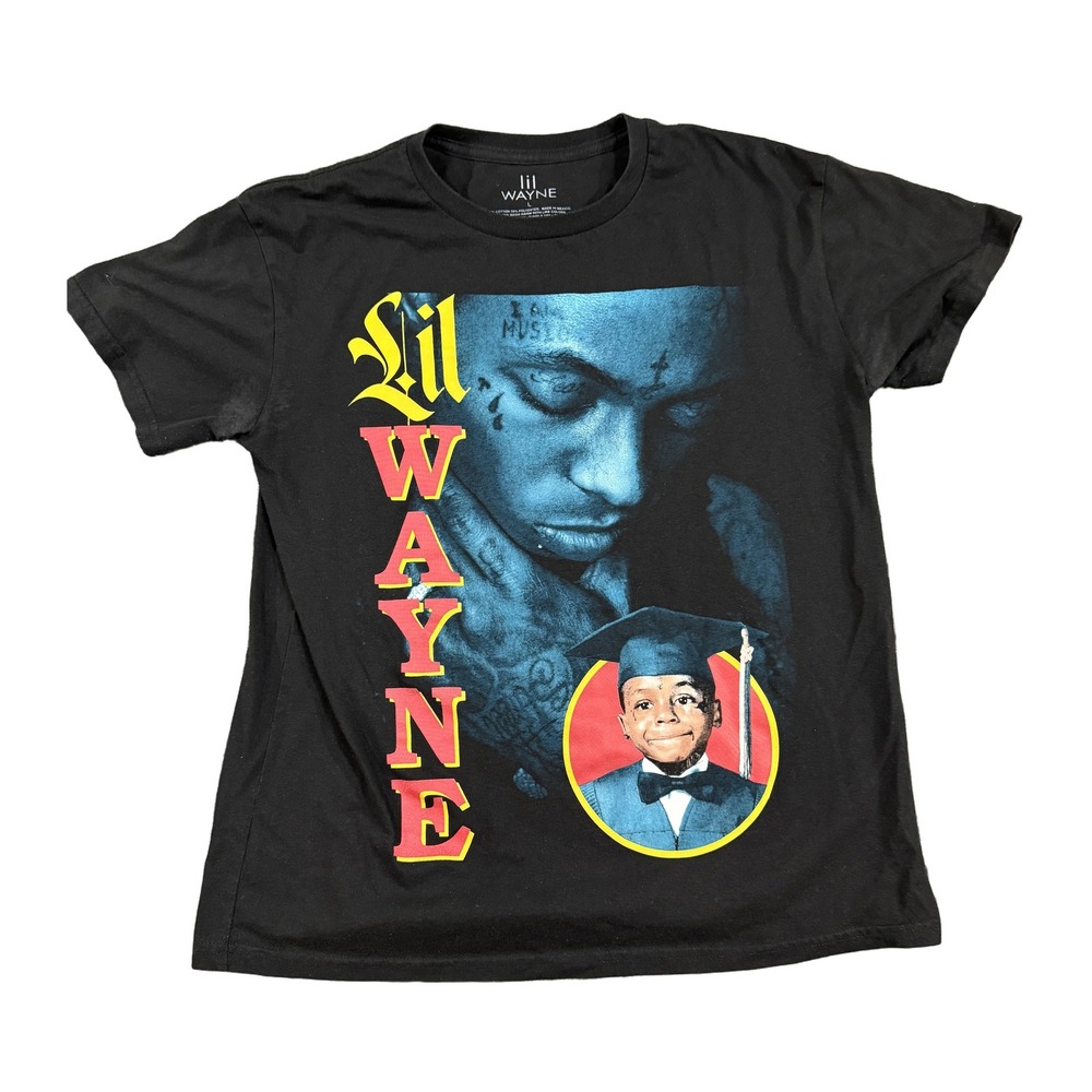 Lil Wayne Graphic T-Shirt Mens Large Black Rap Hip Hop Portrait Tee